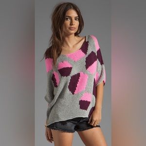 Diane von Furstenberg Zita Intarsia Oversized Sweater in Hexagon Halves Sz M/L